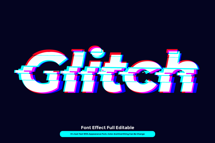Shine Glitch Modern 3D Text Effect for Illustrator