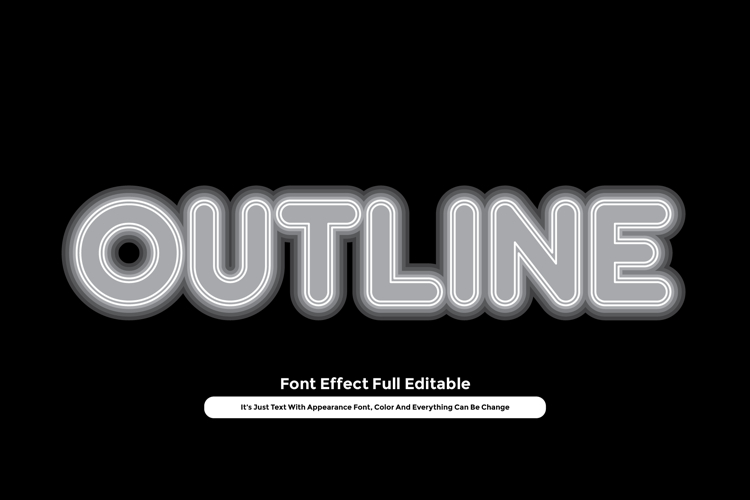 Shine Outline Bold 3D Text Effect for Illustrator
