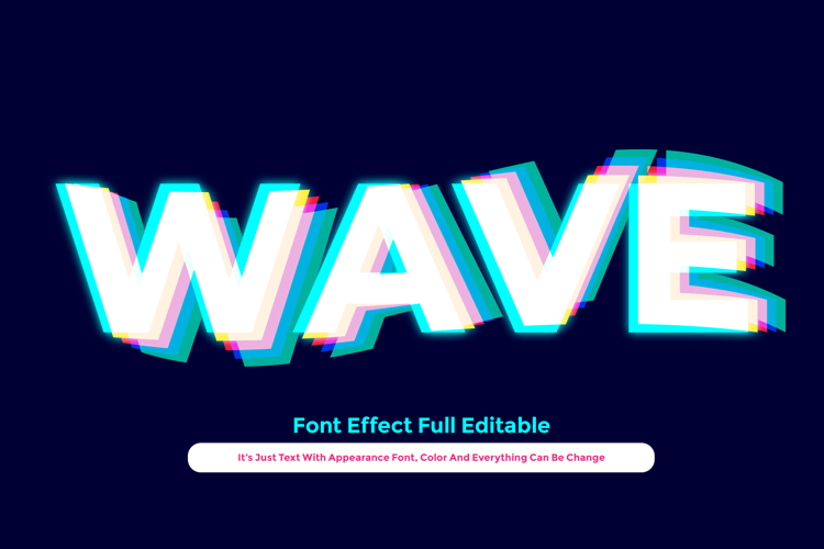 Wave Colorful 3D Text Effect for Illustrator