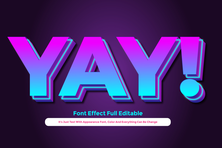 Glow Gradient Purple 3D Text Effect for Illustrator