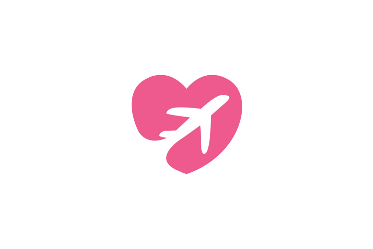 Airplane Love Travel Logo Design
