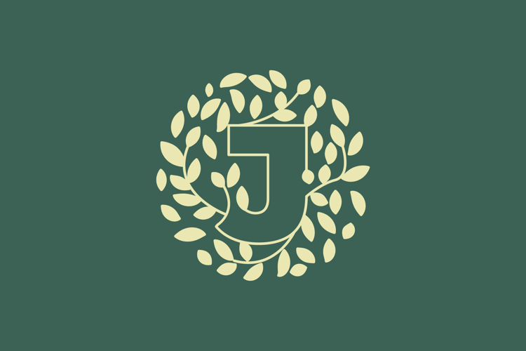 Letter J Leaves Modern Logo Design
