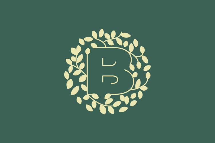 Letter B Leaves Modern Logo Design