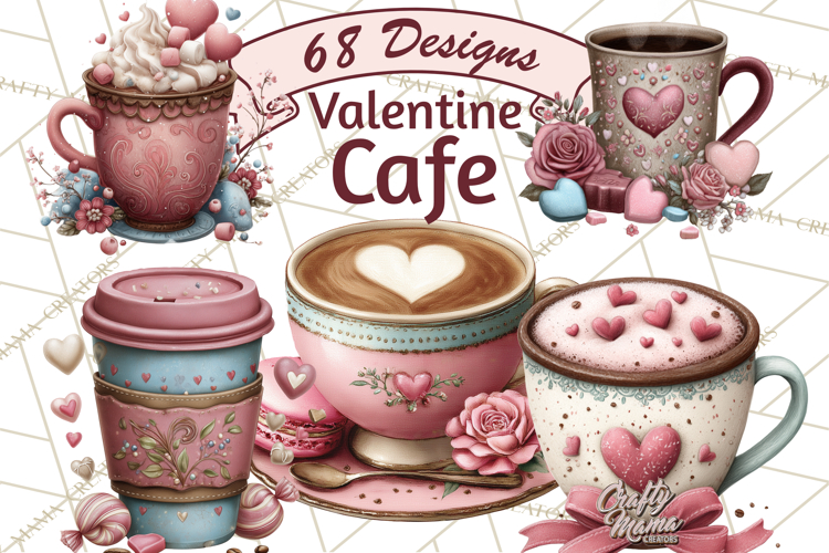 Cozy Valentine Café PNG Coffee and Cocoa Clipart