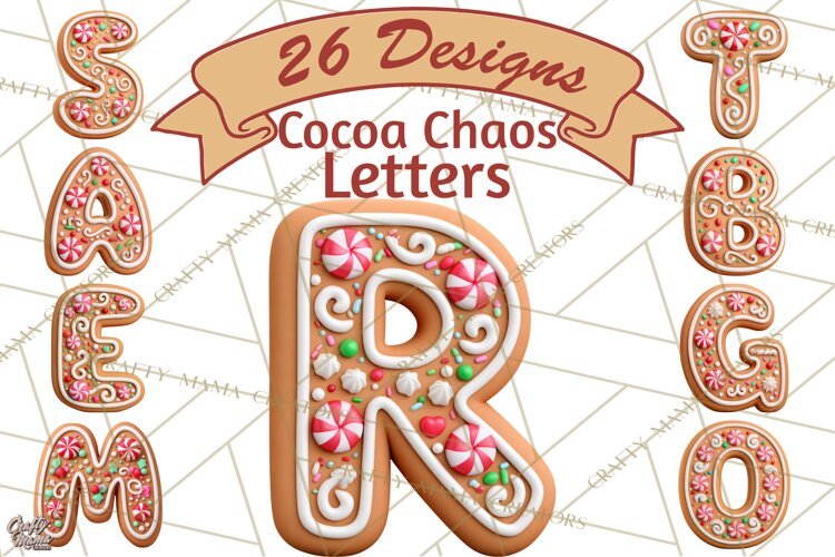 Gingerbread Alphabet PNG, Christmas Cookie Letters example image 1
