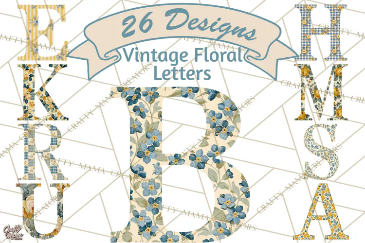 Vintage Floral Alphabet PNG, Country Letters and Farmhouse