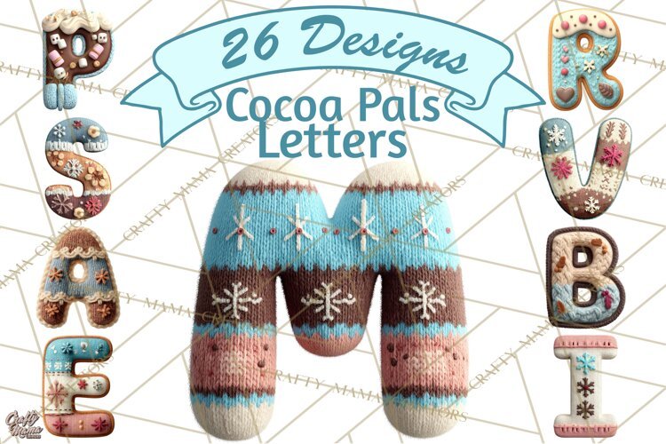 Cozy Christmas Alphabet PNG Uppercase Knit Letters example image 1