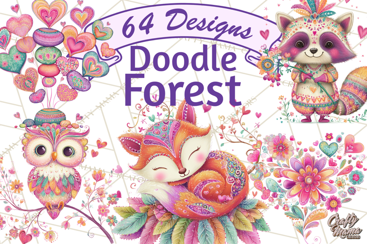 Whimsical Forest Doodle Trees And Animals PNG Clipart