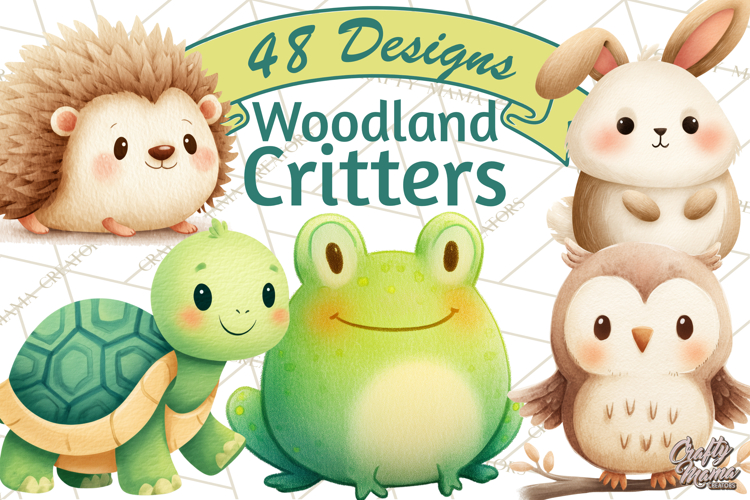 Cozy Woodland Animals Clipart, Baby Forest Creatures PNG