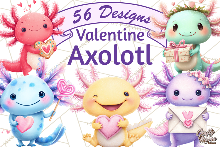 Valentine Axolotl Clipart PNG, Cute Axolotl Valentine