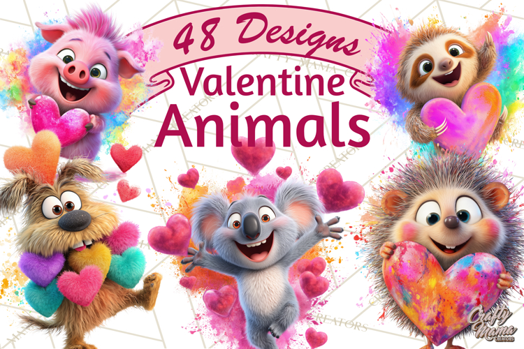 Kawaii Valentine Animals, Cute Heart Love Animals Png