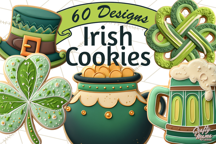 St Patrick’s Day Cookies Clipart, Shamrock Cookie PNG