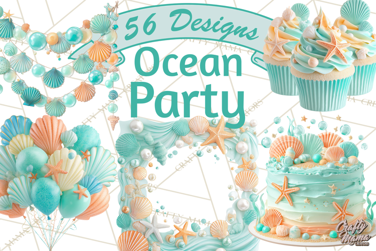 Under the Sea Birthday Party Clipart, Ocean Celebration Png