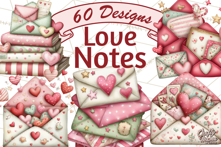 Valentine Clipart PNG, Love Notes Doodles, Envelopes Hearts