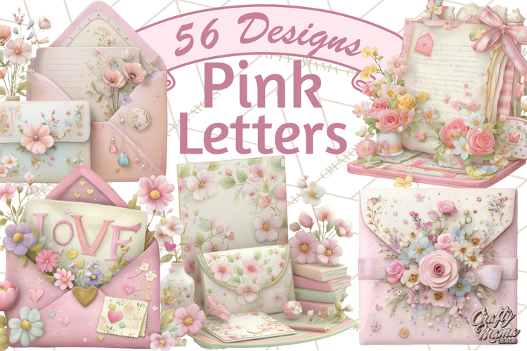 Pink Romantic Letter Clipart, Love Notes Clip Art PNG