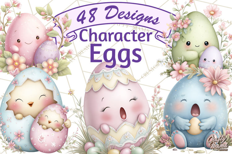 Easter Egg Clipart PNG, Cute Baby Easter Eggs with Faces