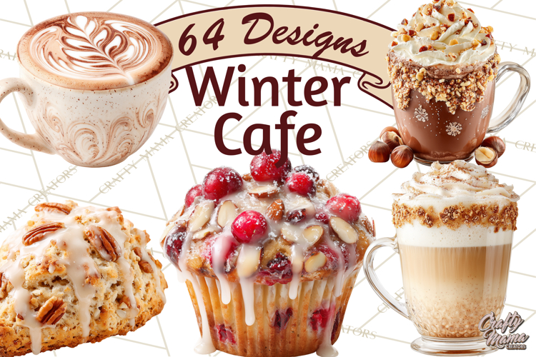 Winter Café PNG, Cozy Latte Clipart, Bakery Drink Graphics
