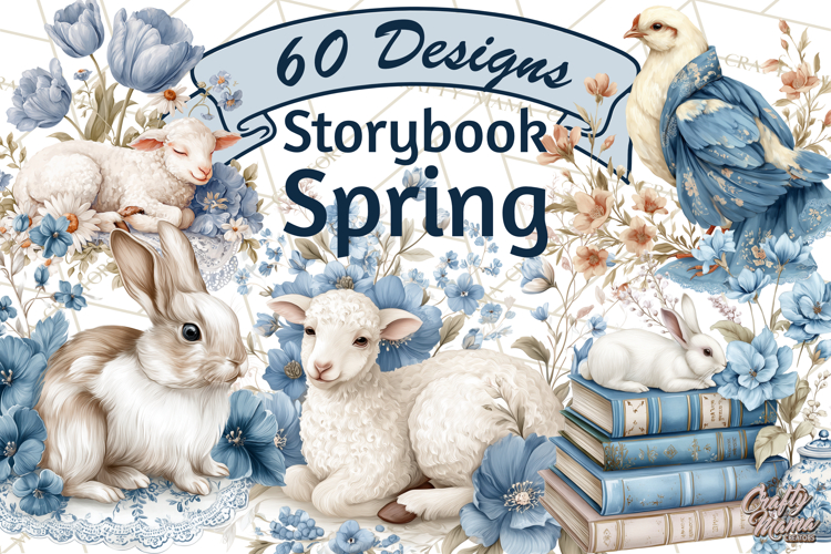 French Vintage Spring Clipart PNG, Pastel Bunny   Floral Art