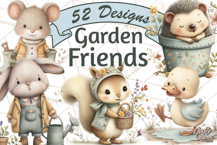 Garden Friends Clipart, Spring Animals Clip Art PNG