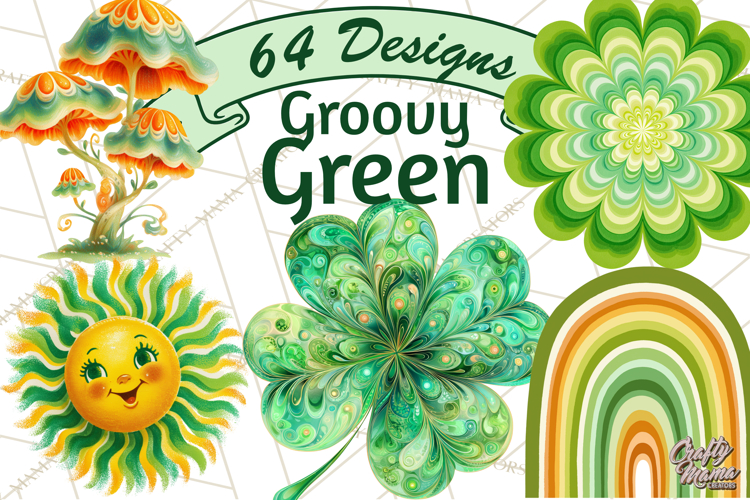 Retro 70s Psychedelic Clipart PNG, Groovy Flowers