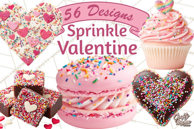 Rainbow Sprinkle Valentine Dessert Clipart PNG