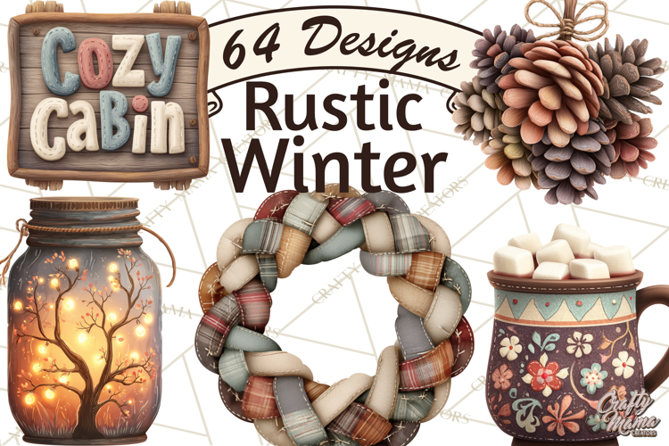 Rustic Winter Decor Clipart PNG Cozy Farmhouse
