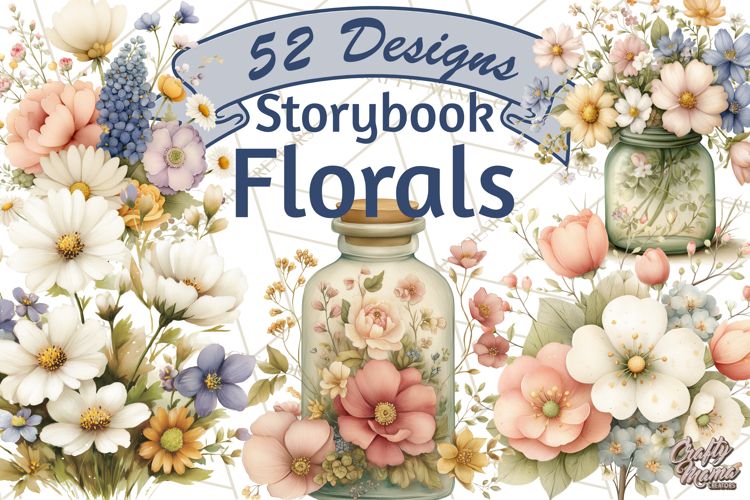 Vintage Spring Florals Clipart, Cottagecore Flower Png