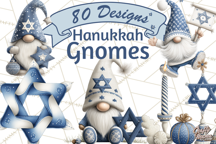 Hanukkah Gnome Clipart, Dreidel Menorah PNG, Blue Star Png