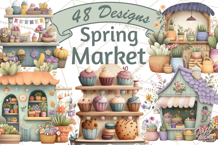 Spring Market Stall PNG Clipart for Invitations, Flower Show
