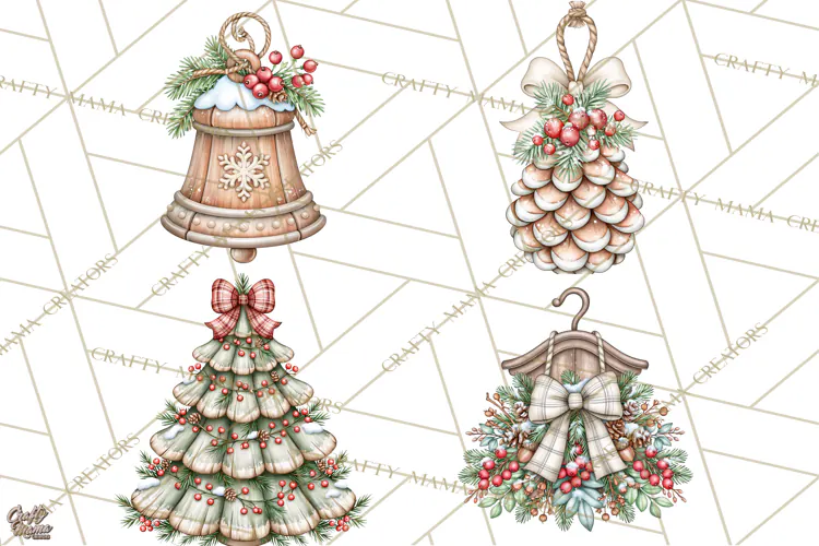 Winter Magic Vintage Christmas Elements Clipart