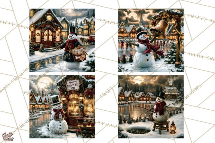 Vintage Victorian Snowman Christmas PNG Image example image 1