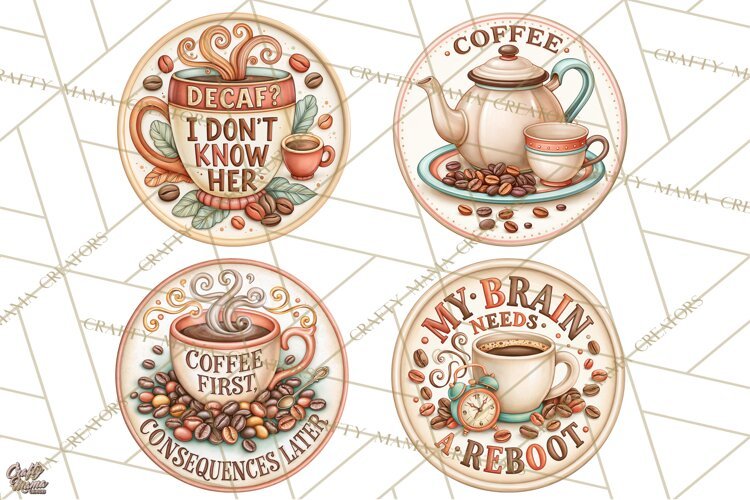 Coffee Retro Round Sign PNG Designs example image 1