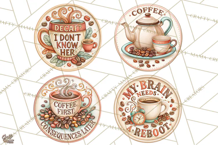 Coffee Retro Round Sign PNG Designs