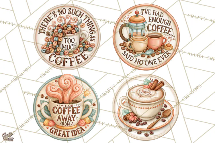 Coffee Retro Round Sign PNG Designs