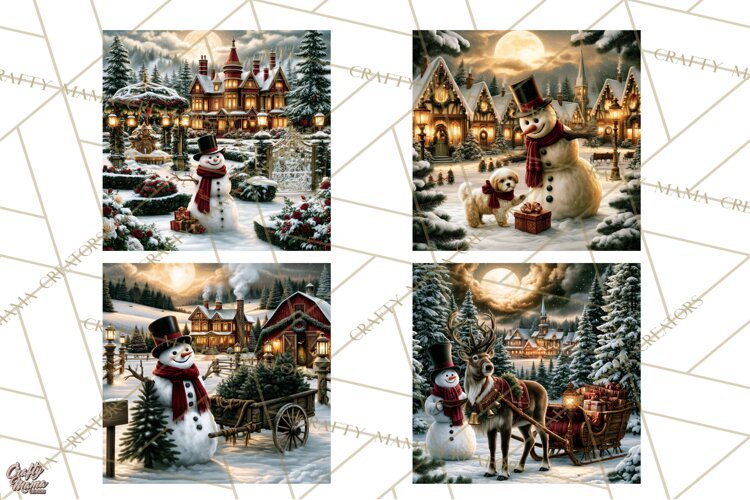 Vintage Victorian Snowman Christmas PNG Image example image 1