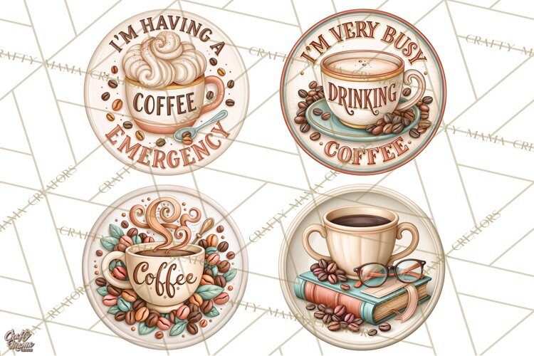 Coffee Retro Round Sign PNG Designs example image 1