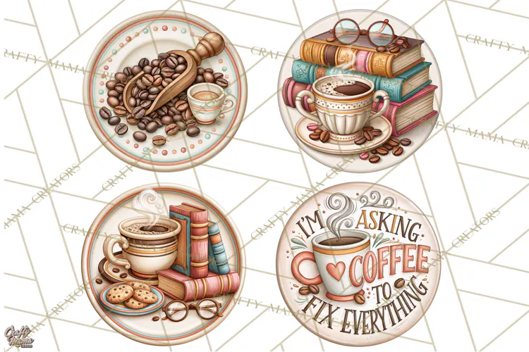 Coffee Retro Round Sign PNG Designs
