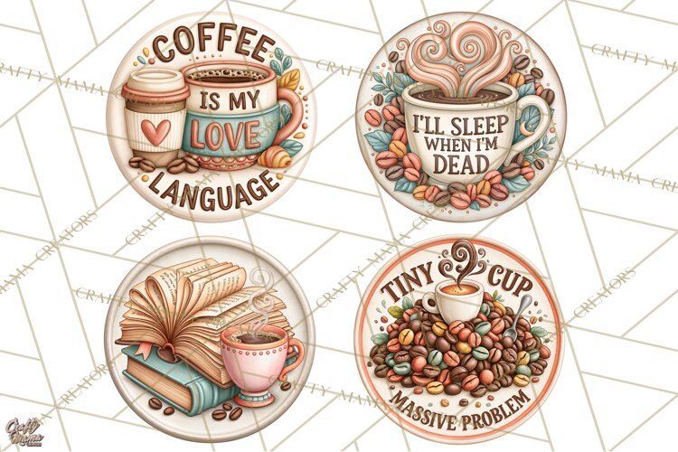 Coffee Retro Round Sign PNG Designs example image 1