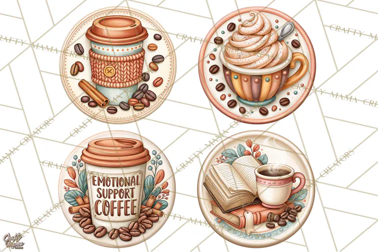 Coffee Retro Round Sign PNG Designs