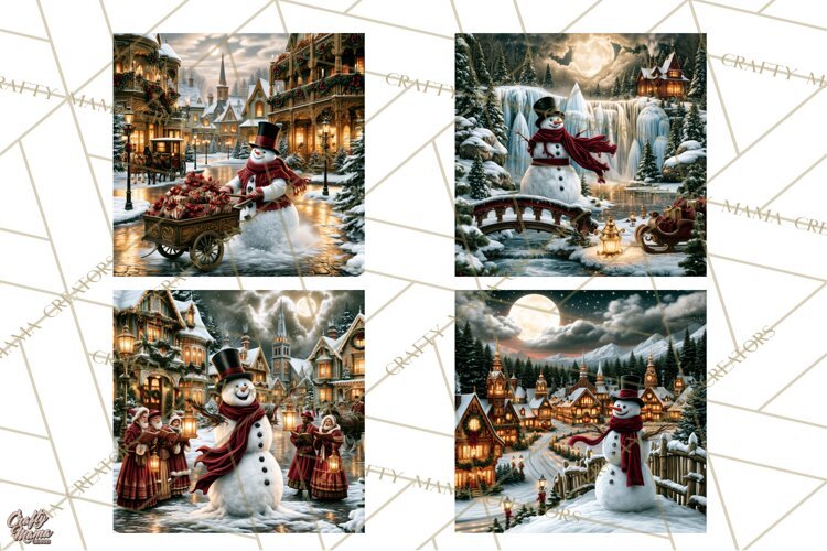 Vintage Victorian Snowman Christmas PNG Image example image 1