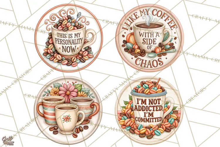 Coffee Retro Round Sign PNG Designs