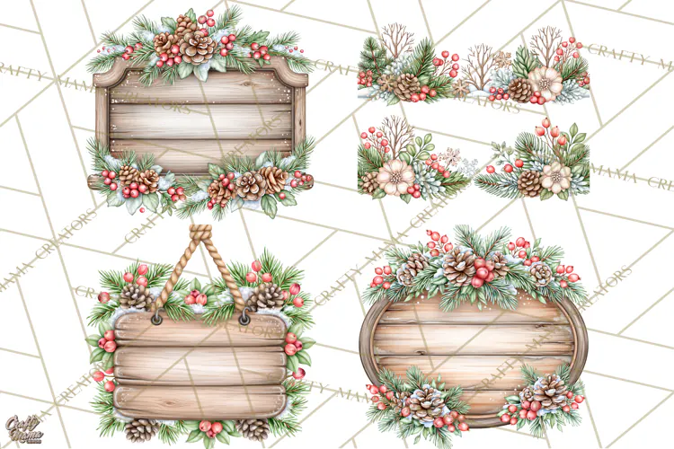 Winter Magic Rustic Christmas Frames and Signs