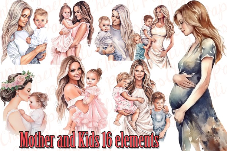 Mothers day clipart mother and kids clipart mother and baby