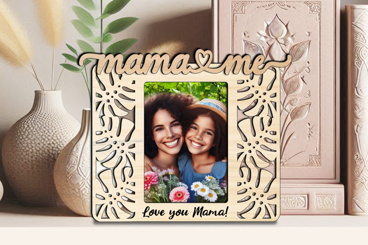 SVG Mama and Me Tropical Photo Frame Gift Laser Home Decor