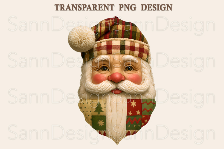 Vintage Santa Claus PNG, Retro Christmas Santa Face Clipart