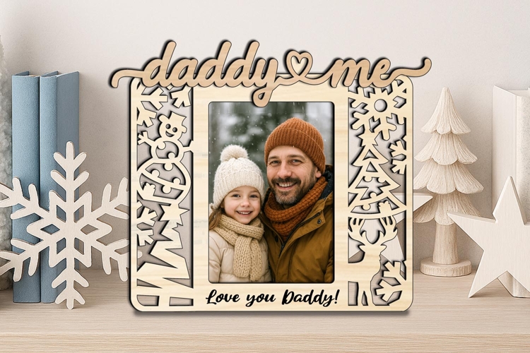 Holiday Winter SVG Daddy Me Photo Frame Laser Christmas Gift