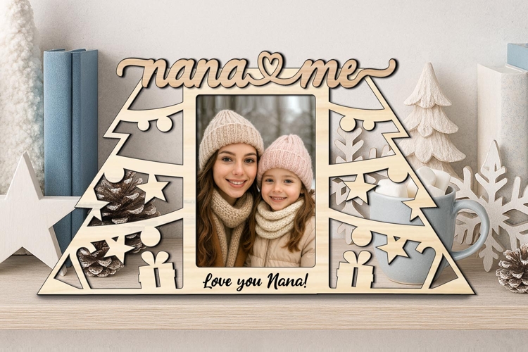 Christmas SVG Nana and Me Photo Frame Laser Gift Winter Kids