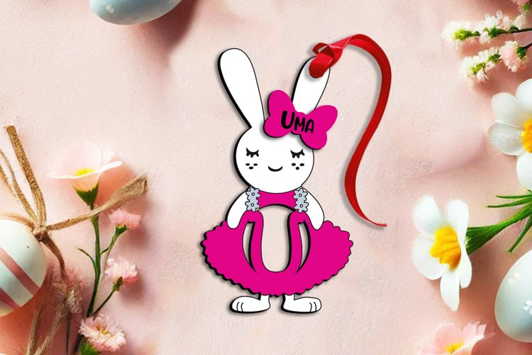 Easter SVG Letter U Bunny Dress Laser Basket Tag Ornament