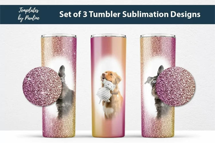 3 Seamless Maroon Olive Photo Tumbler Wrap for Sublimation