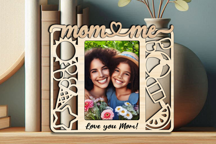 Summer Vibes Mom and Me SVG Photo Frame Laser Sun Ice Cream